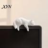 Cat Shelf Decoration Cute Figurine Computer Monitor Decor, 3D Printed Screen TV Lazy Figure Topper, Small Kitten Car Dashboard Ornament for