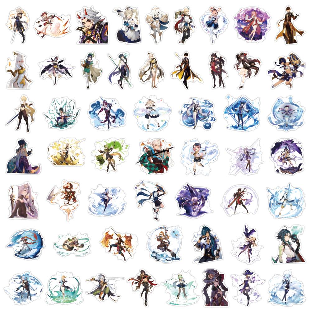 50 Pictures of Genshin Impact Graffiti Stickers Decorative Helmet Computer Suitcase Mobile Phone Stickers