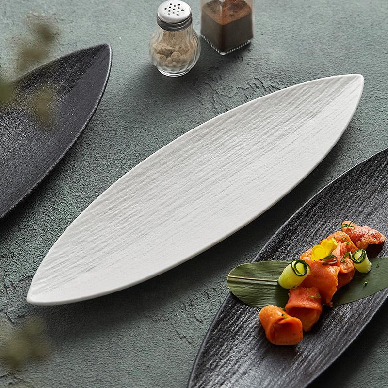 Leaf-Shaped Ceramic Plate Home Use and Commercial Use Pastry Dessert Plate Light Luxury High-Grade