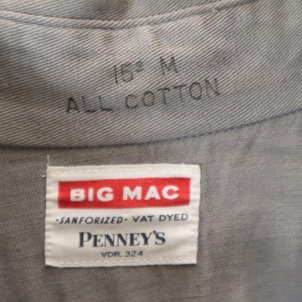 BIG MAC 60s Vintage Logo Embroidery Long Sleeve Shirt M Gray Men's Used
