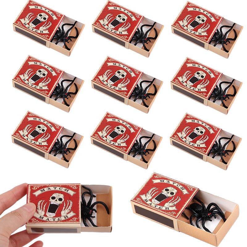 2-10Pcs Trick Spider Funny Scare Box Halloween April Fools' Day Props Prank Toys Adults Kids Halloween Party Gift Decorations