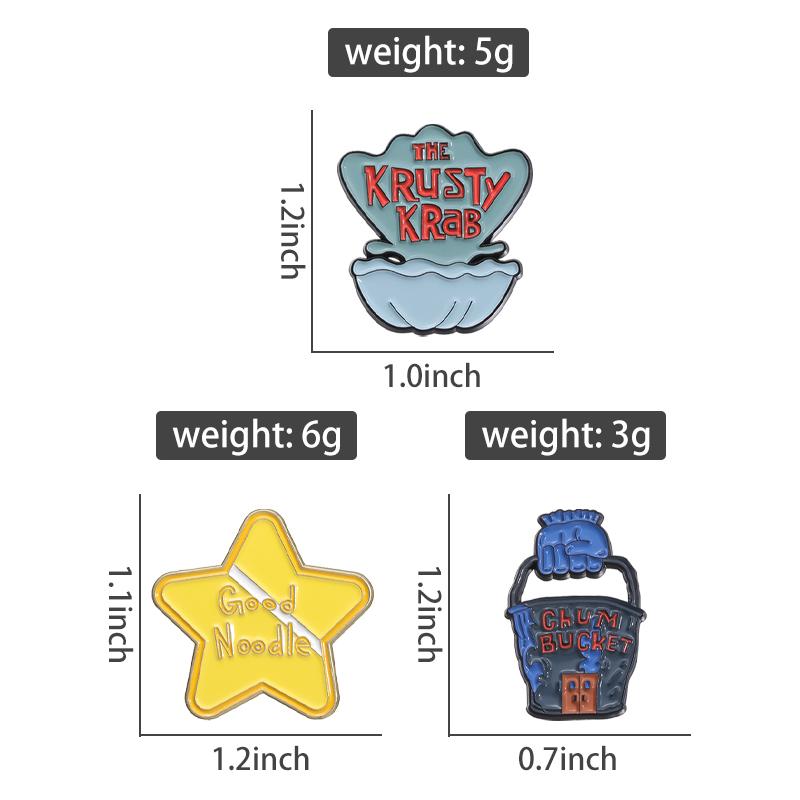 Cartoon CHUM BUCKET Enamel Pins Custom Marine Life Shells Brooches Lapel Badges Funny Jewelry Gift for Kids Friends