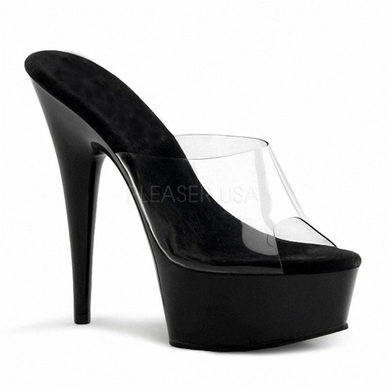 Women Platform Sandals 15CM High and Thin with Transparent Crystal Shoes Waterproof Platform Sandals and Slippers YKC.