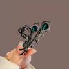 Elegant Tulip Metal Hair Claw Clip Luxury Crystal Rhinestone Medium Shark Clamp Half Tie Hair Accessories