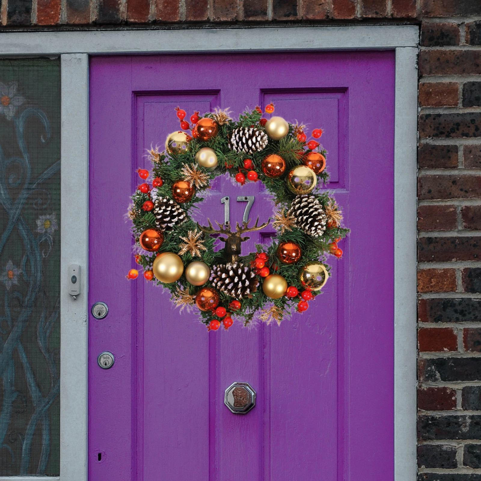 

Artificial Christmas Wreath, Front Door Ornaments ,Xmas Holiday Garland for