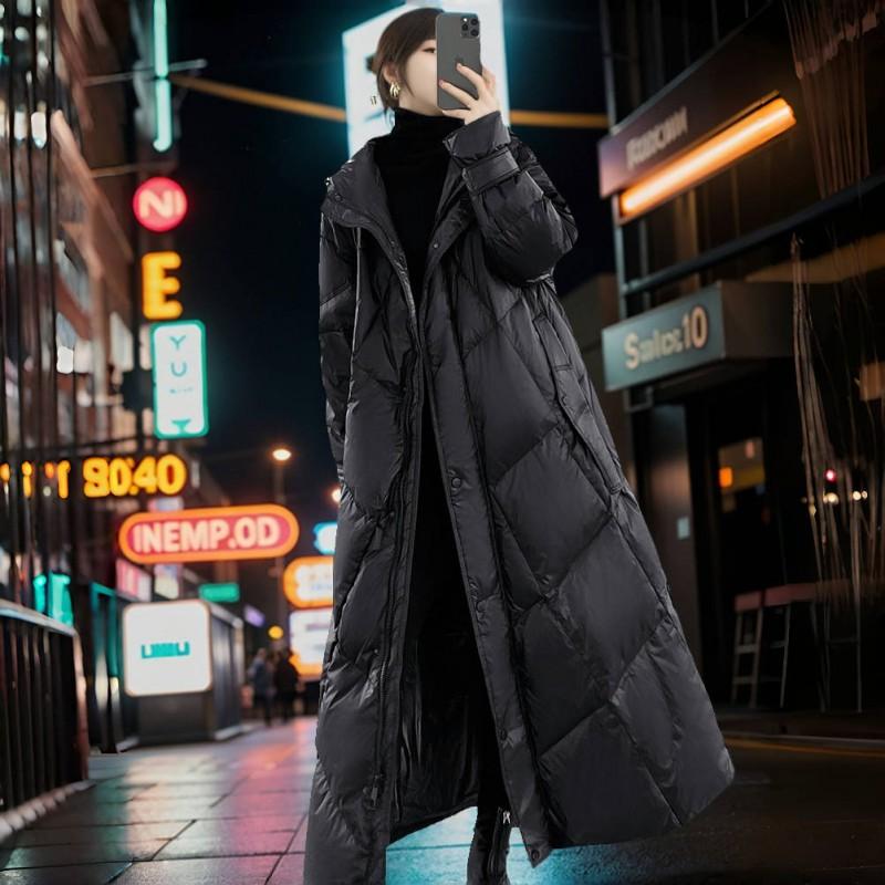 Womens Plus Size Winter Warm Cotton Padded Coat Long Sleeve Loose Fit Mid-Length Outerwear Black Beige