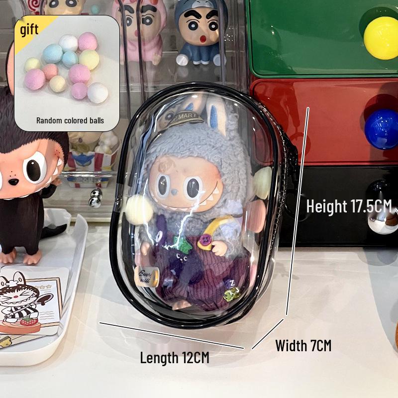 

Защитный чехол Labubu Sit Party - Виниловый макарон Ита-бэг для 15-сантиметровой хлопковой куклы, Пылезащитная детская сумка. Bag + Keychain