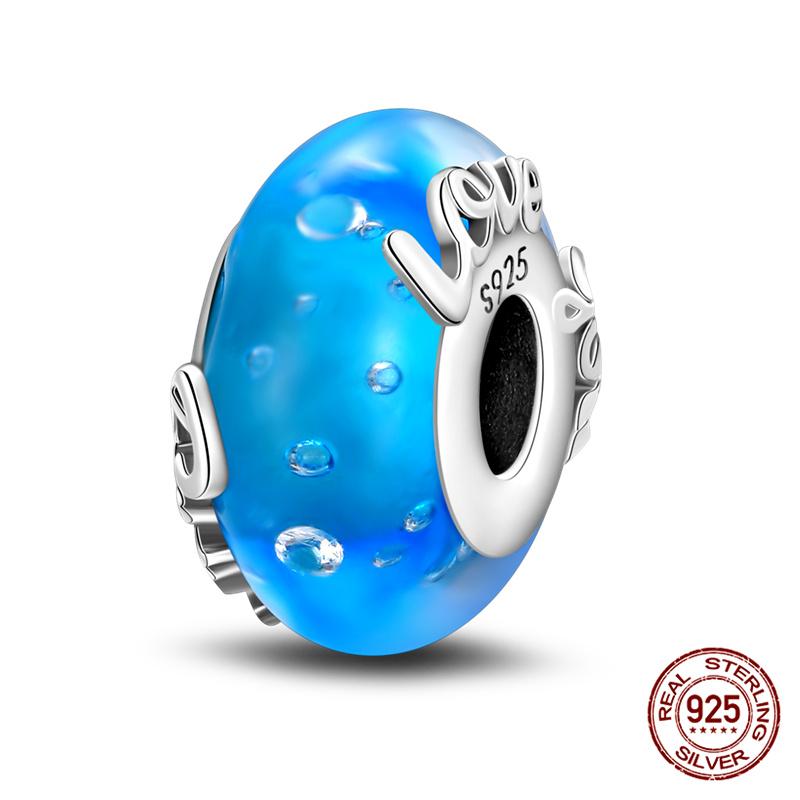 Original 100% Copper Ocean Blue Glass Beads Suitable Fororiginal Bracelet Diy Jewelry Making Women Gift