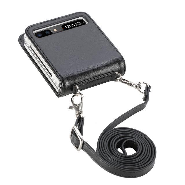 Leather Wallet Phone Strap Case For Samsung Galaxy Z Flip 3 Flip4 Flip 4 Flip3 5g Flip Card Pocket Non -Fingerprint Cover Fundas
