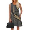 Robe d'été pour femme, mode, patchwork color block imprimé, ample, vacances à la plage, décontractée, sans manches, robe d'été