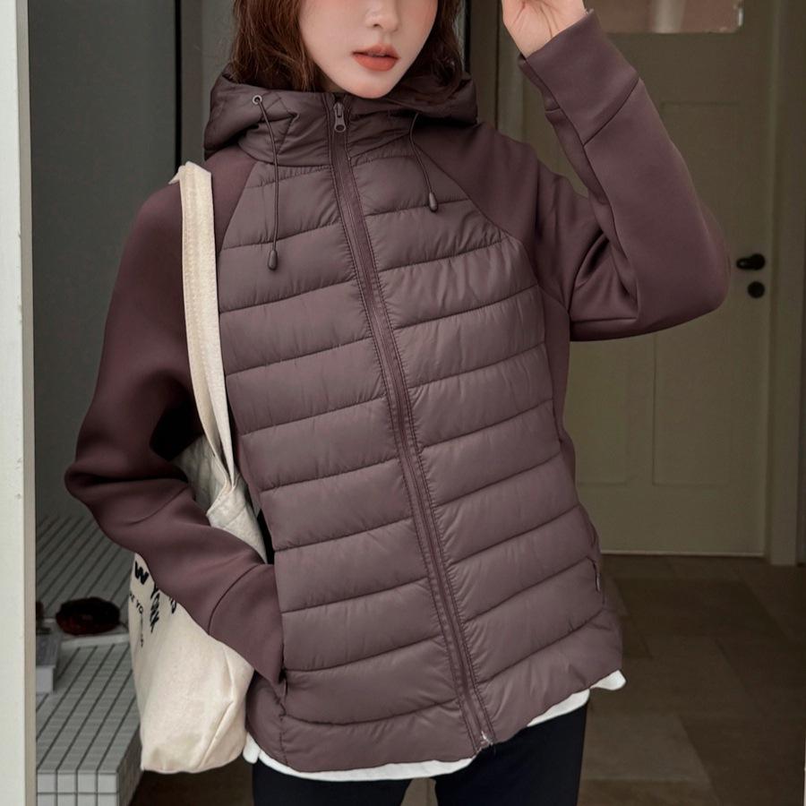 Light and thin European and American fashion women's clothing spliced cotton clothes, jackets, slim and thin stand-up collar down cotton clot