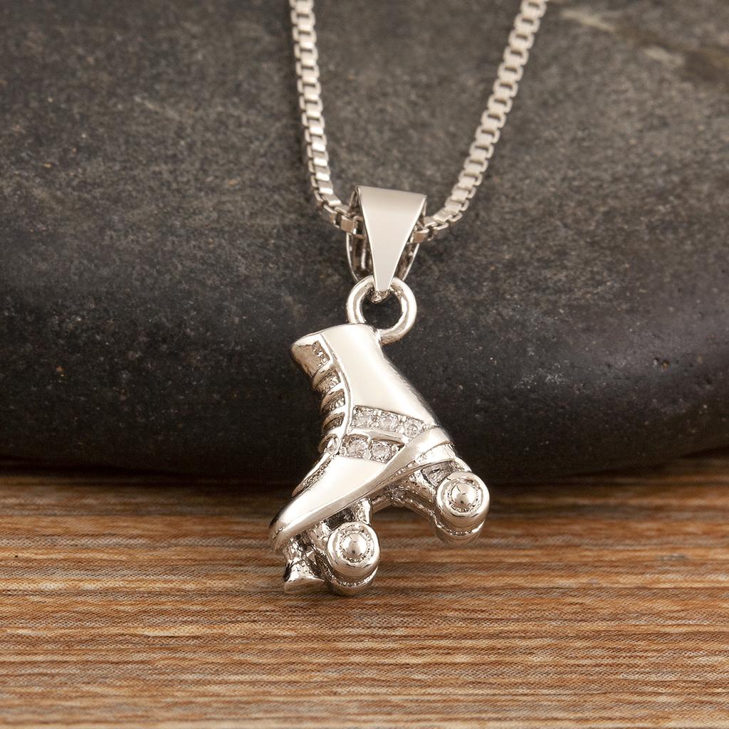 Nidin New Arrival Punk Boot Shape Zircon Pendant Necklace 3 Styles Choice For Female Male Trendy Personality Jewelry Party Gifts