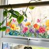 Akvarell Blomma Fjäril Fönsterklistermärken Självhäftande Glasdekaler för Balkong Heminredning