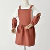 Kawaii Japanese Style Kids Apron Dress Solid Color Cotton Coffee Aprons Cross-back Soft Gardening Overalls for Painting Baking