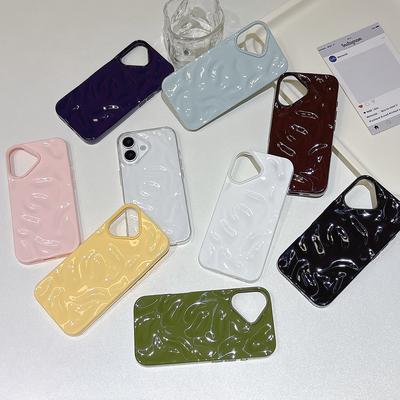 Capa Macia de Silicone Ultrafina Cor Doce Ondulada Para iPhone 16 15 14 Plus 13 12 11 Pro Max Capa Fosca TPU Antiderrapante Traseira