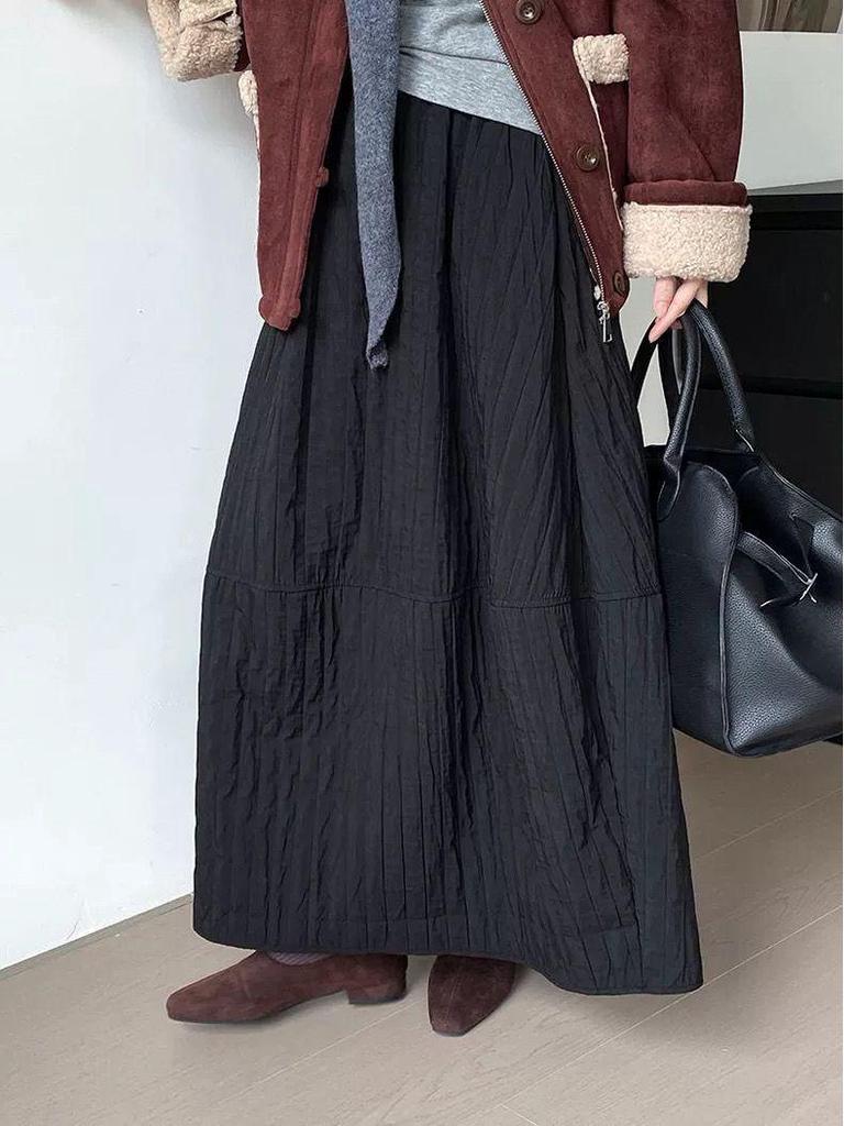 Retro Quilted French-Inspired Midi Skirt: Slim-Fit, Versatile Women’s Fashion 2025