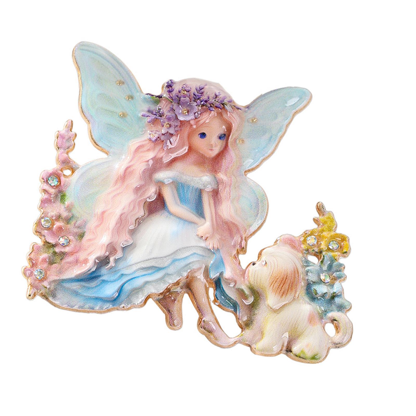 Stylish Cartoon Elf Girls Brooch with Creative Elf Puppy Accent Special Occasion Decoration Accessory синий