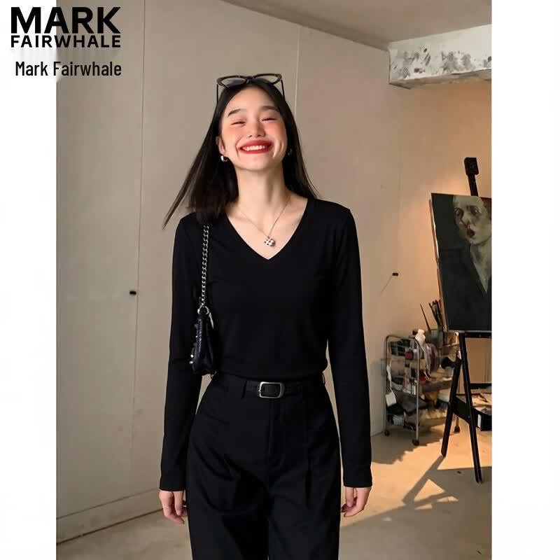 Mark Fairwhale Women's V-Neck Long Sleeve T-Shirt