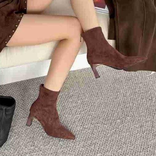 Temperament small fragrant style side zipper sleeve comfortable fashion boots new fine heel versatile personality retro Martin boots