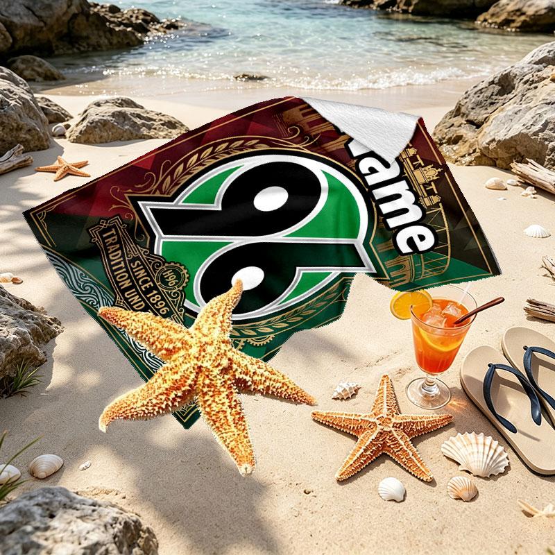 Custom Name Personalized Hannover 96 Football Print Beach Towel, for Trip Camping Beach Party Home Decor, Birthday Gift for Family & Friends