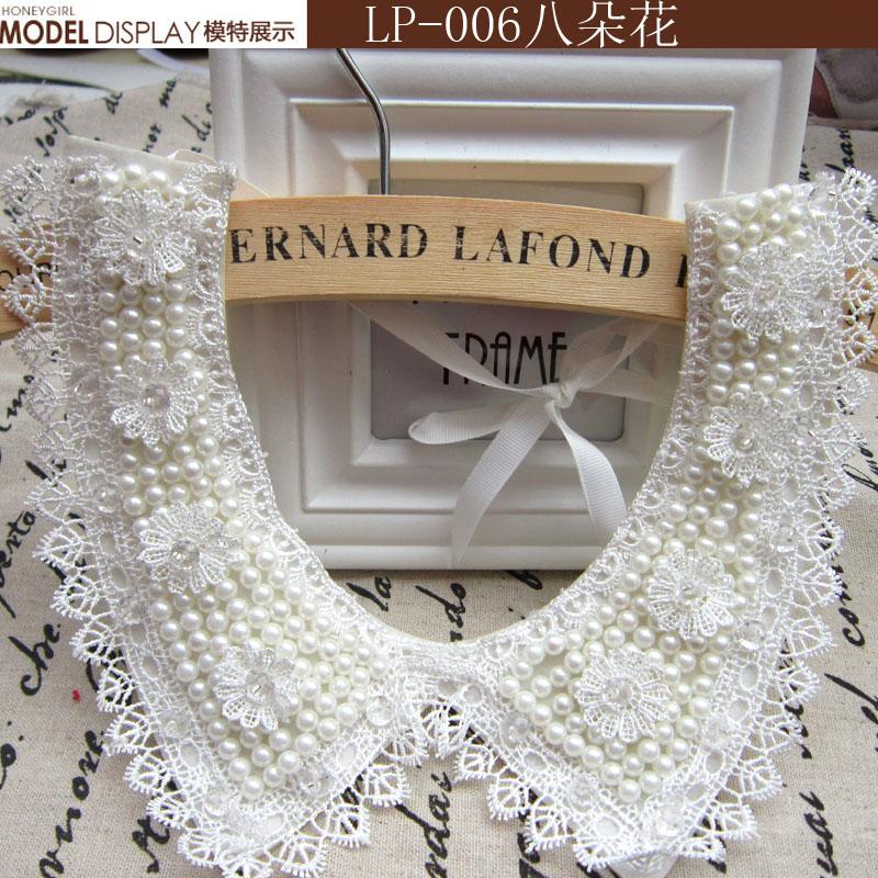 Fashion Wild Retro Beaded Sequins Rhinestones Pearl Lace Collar False Necklace DIY Clothes Shirt Sweater Decoration
