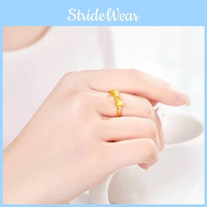 Stunning Brass Adjustable Gold Plated Ring With Heart Bowknot And Wheat Design