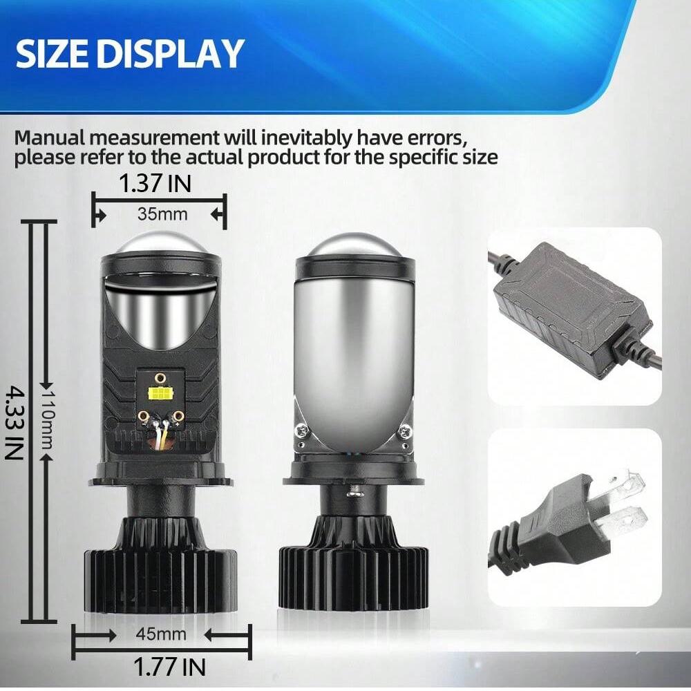 2PCS H4 LED Car Headlight Bulbs 32000LM Projector Lens Canbus 6000K Waterproof