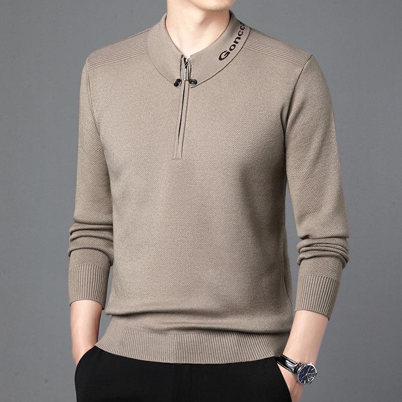 Mid-aged Men's Trendy Half-Zip Pullover Sweater