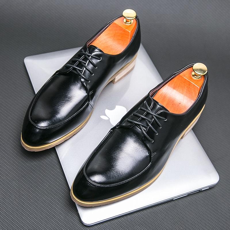 Luxury Trend White Black Lace Up Derby Casual Shoes For Men Brand Designer Everyday All Match Loafers Wedding Formal Footwear