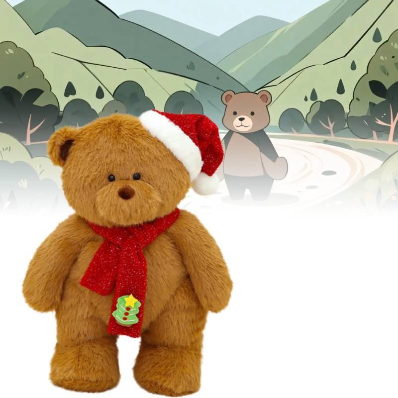 Teddy Plush Bear Toys Santa Hat Scarf Cartoon Animals Fill Doll Christmas Gifts