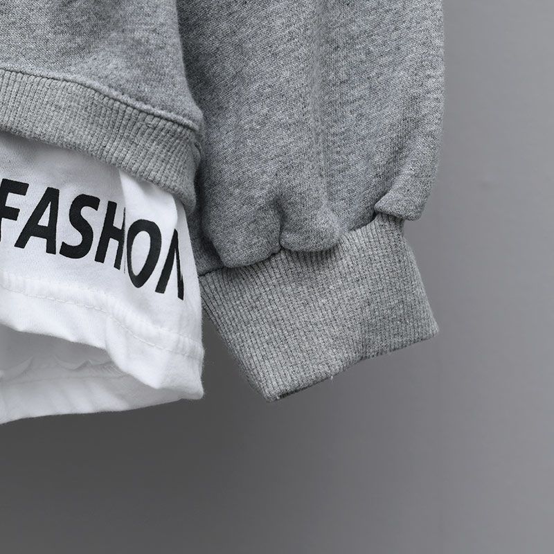 O-neck Pullovers Fake Two Pieces Patchwork Casual Oversized Korean Style Long Sleeve Streetwear Women Autumn Hoodie Sweatshirts