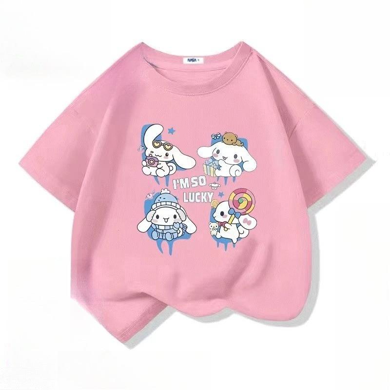 

Sanrios 2026 Summer New Design My Melody Graffiti Cartoon Print Pure Cotton Breathable Childrens ShortSleeved TShirt S