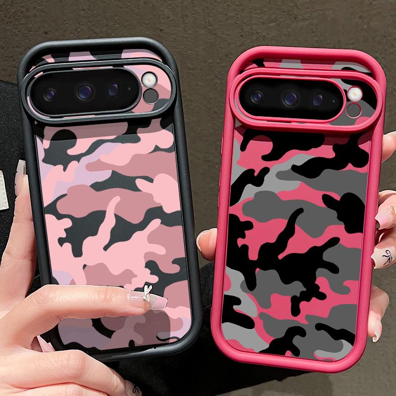 

Мягкий силиконовый чехол с военным узором для Google Pixel 9 8 Pro Xl 8a, противоударный матовый защитный чехол для линз от падений Google Pixel 9 чёрный