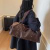 Women's Short Trip Bag Large Capacity Luggage Retro Hand Travel Bag Trendy Shoulder Tote Bag