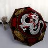 Chinese Dragon Circular Art Print - Traditional Design Wall DecorUmbrella, Portable 3-Fold Compact Umbrella,Christmas Gift ES374