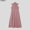 INCERUN Men Stand Neck Sleeveless Open Front Eyelet Casual Cosplay Long Vest Cardigan