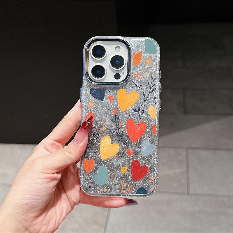 Gradient Colorful Daisy Heart Phone Case for iPhone 17 Pro Max 16 15 14 11 12 13 Mini Cover Plus 17 Promax Fashion Case