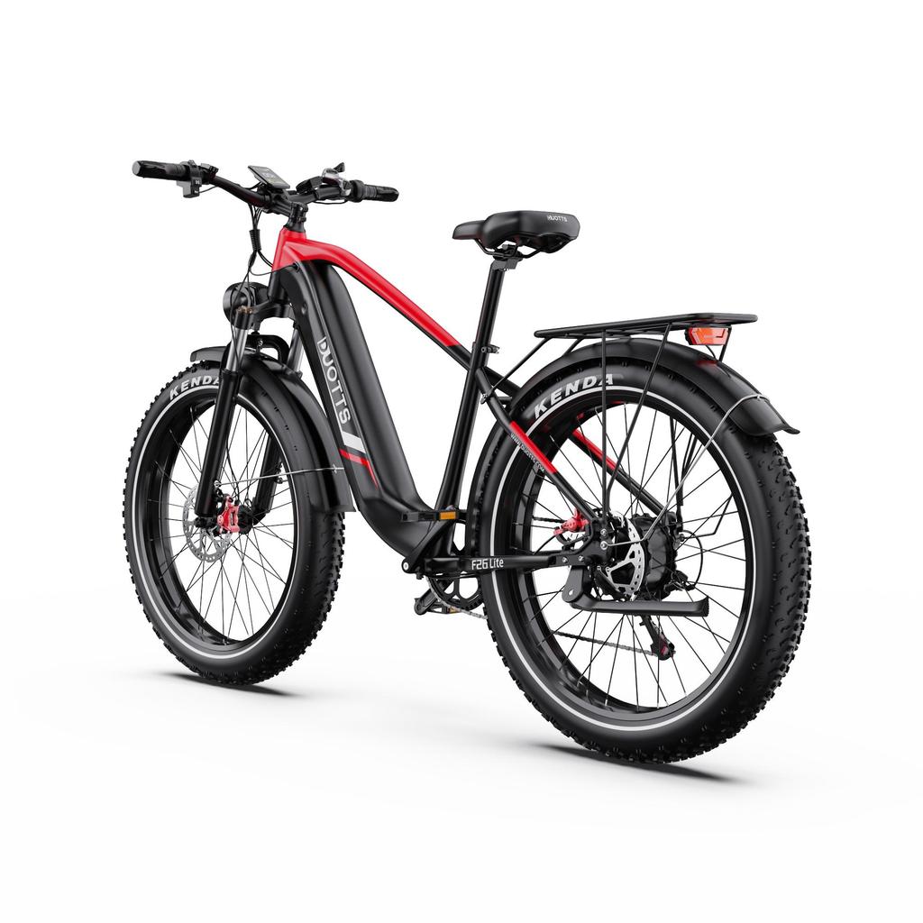 DUOTTS F26 Lite 48V 500W Electric Bike for Adults, 26"x4.0" Fat Tire E-Bike, 45-90km Range, Shimano 7-Speed, Black Red/Silver White