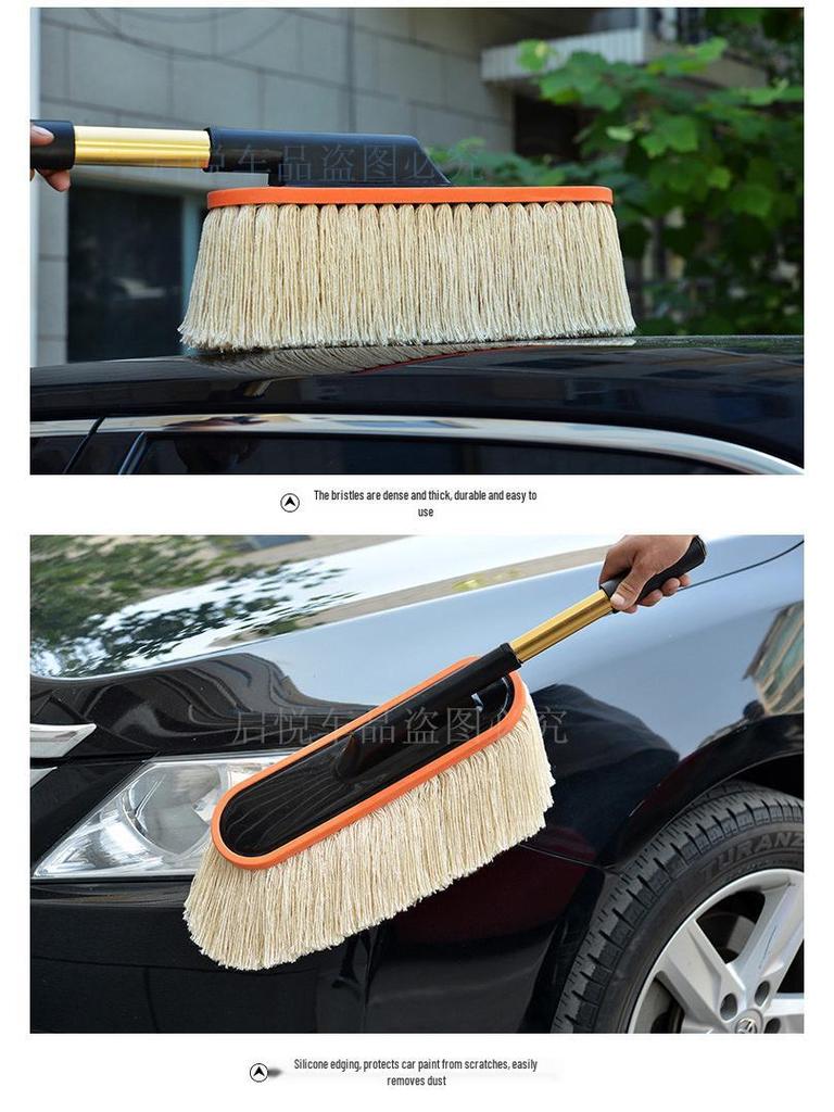 Teleskopowa szczotka samochodowa i miotełka z bawełnianym gwintem do mycia, odkurzania i woskowania