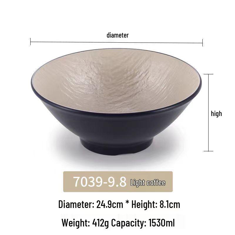 Melamine Japanese Conical Hat Bowl - Large Plastic Soup, Rice, and Noodle Bowl