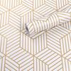 White and Gold Geometry Stripped Hexagon Peel and Stick Contact Paper self Adhesive Wallpaper Removable Vinyl Film Decorative Shelf Drawer Liner