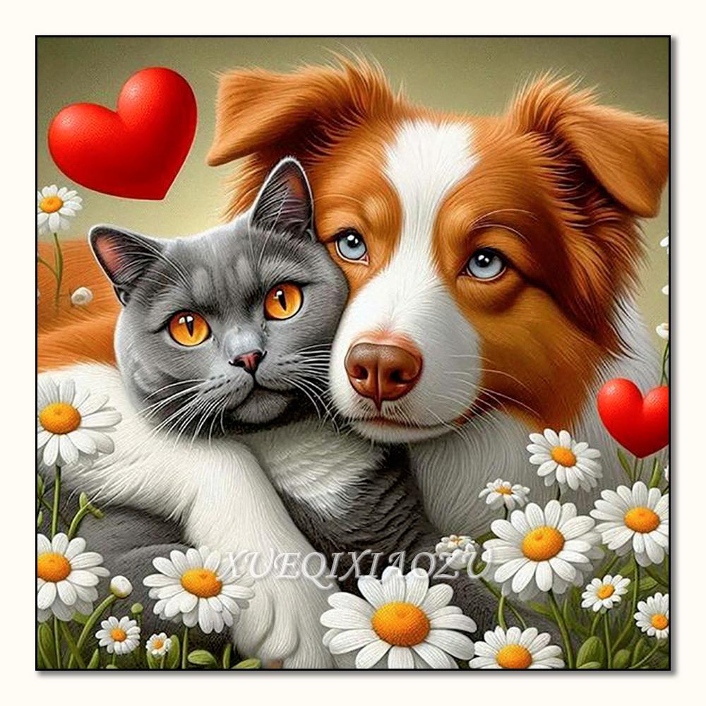 5D Diamond Painting Animal Dog Tiger Cat Cross Stitch Mosaic Kits Home Decoration Wall Stickers DIY Handmade Gift