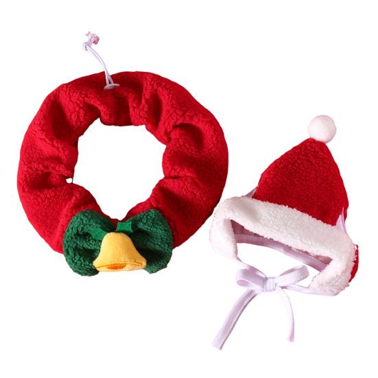 2Pcs/Set Cat Christmas Suit Soft Plush Fabric Rich Christmas Elements Small Pet Christmas Attire Red Green Pet Outfit