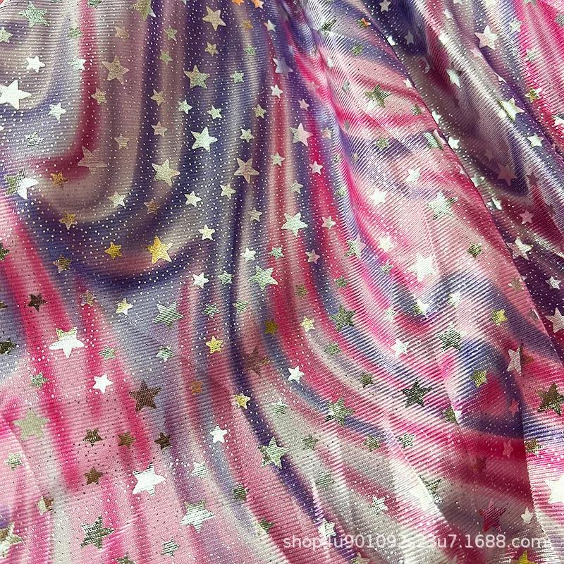 

Knitted Gold-embossed Five-pointed Star Starry Sky Fabric DIY Toy Base Background Fabric Stage Costume Performance Accessory 100x150cm рожевий