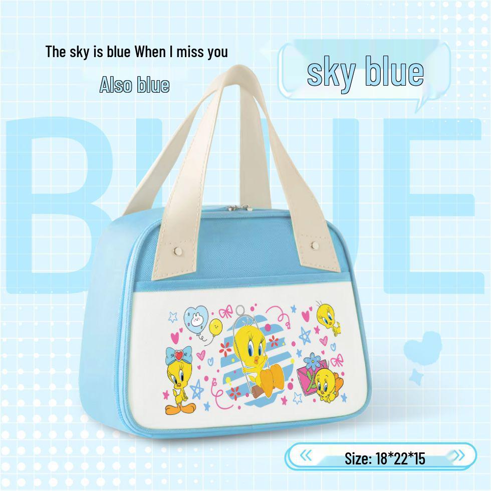Cui Di Cui Er Cute Cartoon Bird Large Insulated Lunch Bag for Students and Office Workers