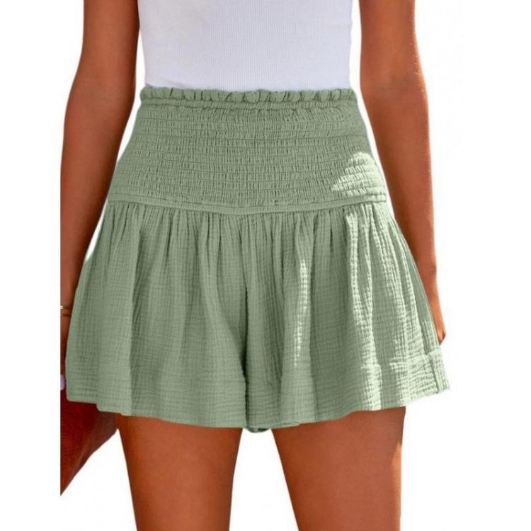 Elegant Women's Casual Summer Wide Leg Shorts Breathable Solid Color Large Size Ladies Fashion Shorts