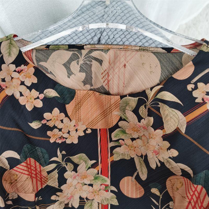 Silk Dress Print Short Sleeve Mulberry Silk Silm Midi Dress Mother Dress New Sennu New Arrival Women's Clothing Slim Looking