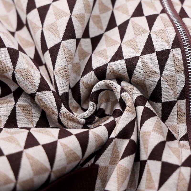 Women's Plus Size Casual Plaid Baseball Jacket & Pants Set