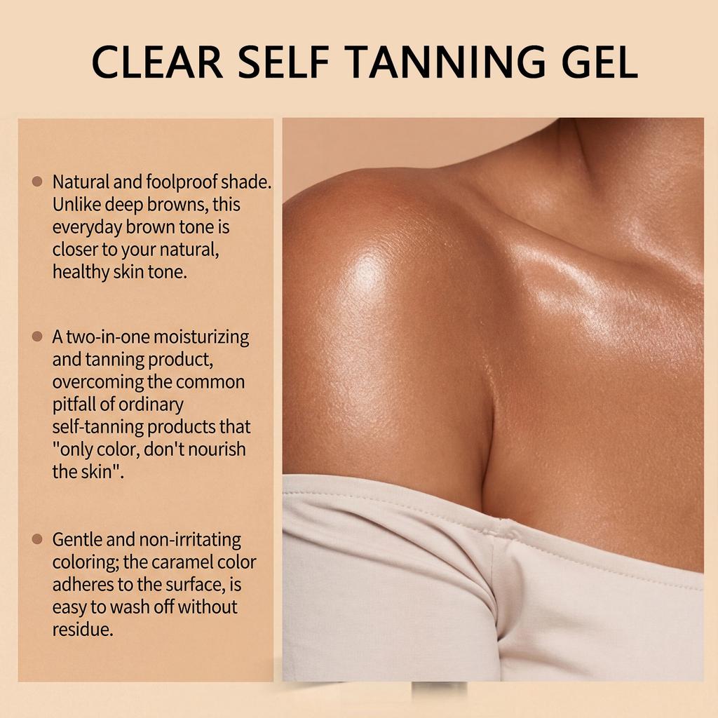 100ml Clear Self Tanning Gel ,Gradual Natural Tan Body Gel, Skin Hydrating Firming Lightweight Non Sticky Body Face Care