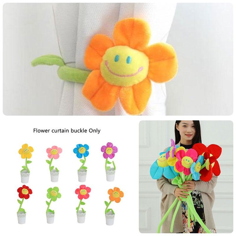 Sunflower Rose Window Treatment Tieback Short Plush 8 Vivid Colors 3 Height Options